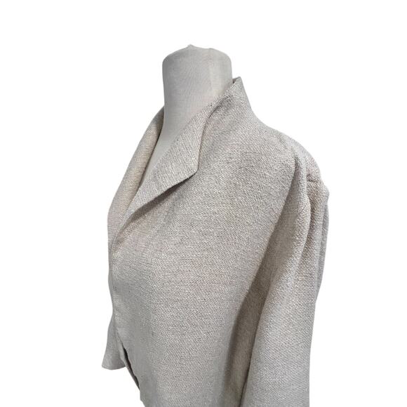 Eileen Fisher Silk Linen Blend Ivory Jacket PL Lagenlook Career Open Cardigan - Picture 3 of 8